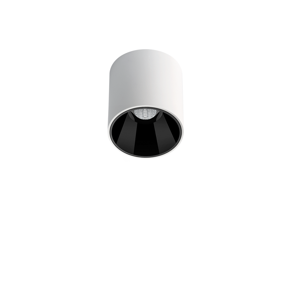Spotlight Shot Light S Surface-Mounted, Textured White-Black, 3000K, Non-Dimmable / DALI / DALI - Push, 39° Beam Angle, 4 / 6 / 9W, IP20, CRI>90
