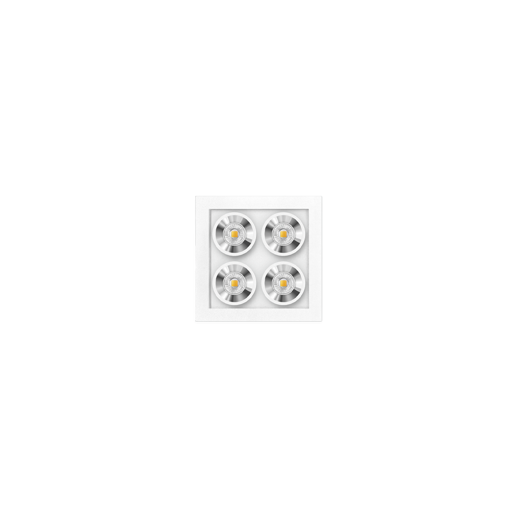 Spotlight Black Foster Micro Recessed 2X2, White - Chrome, 3000K, Push, 37° Beam Angle, 5.6W, IP20, CRI>90