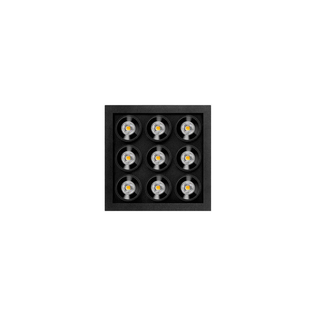 Spot Black Foster Micro Incastrat 3X3, Negru, 3000K, Push, Unghi 37°, 12,6W, Ip20, Cri>90