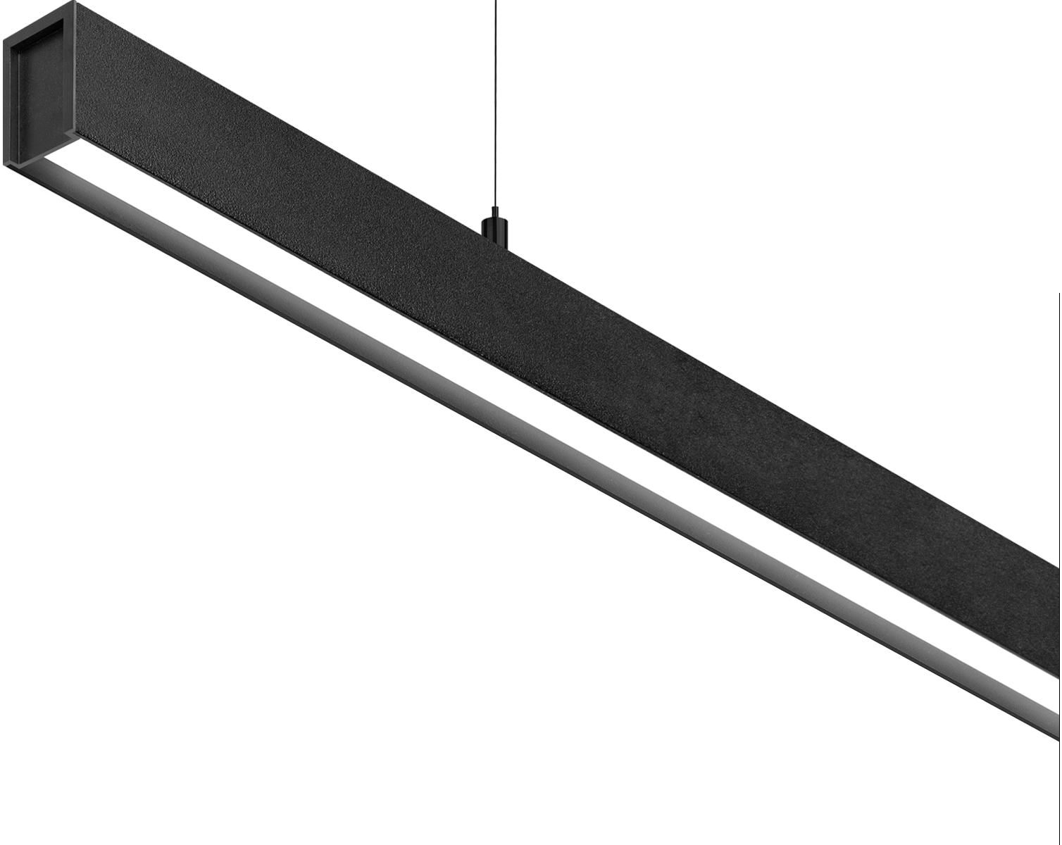 Pendant Line Susp 2000, Textured Black, 2700K, Push, 100° Beam Angle, 42W, IP20, CRI>90, Max. 2 m