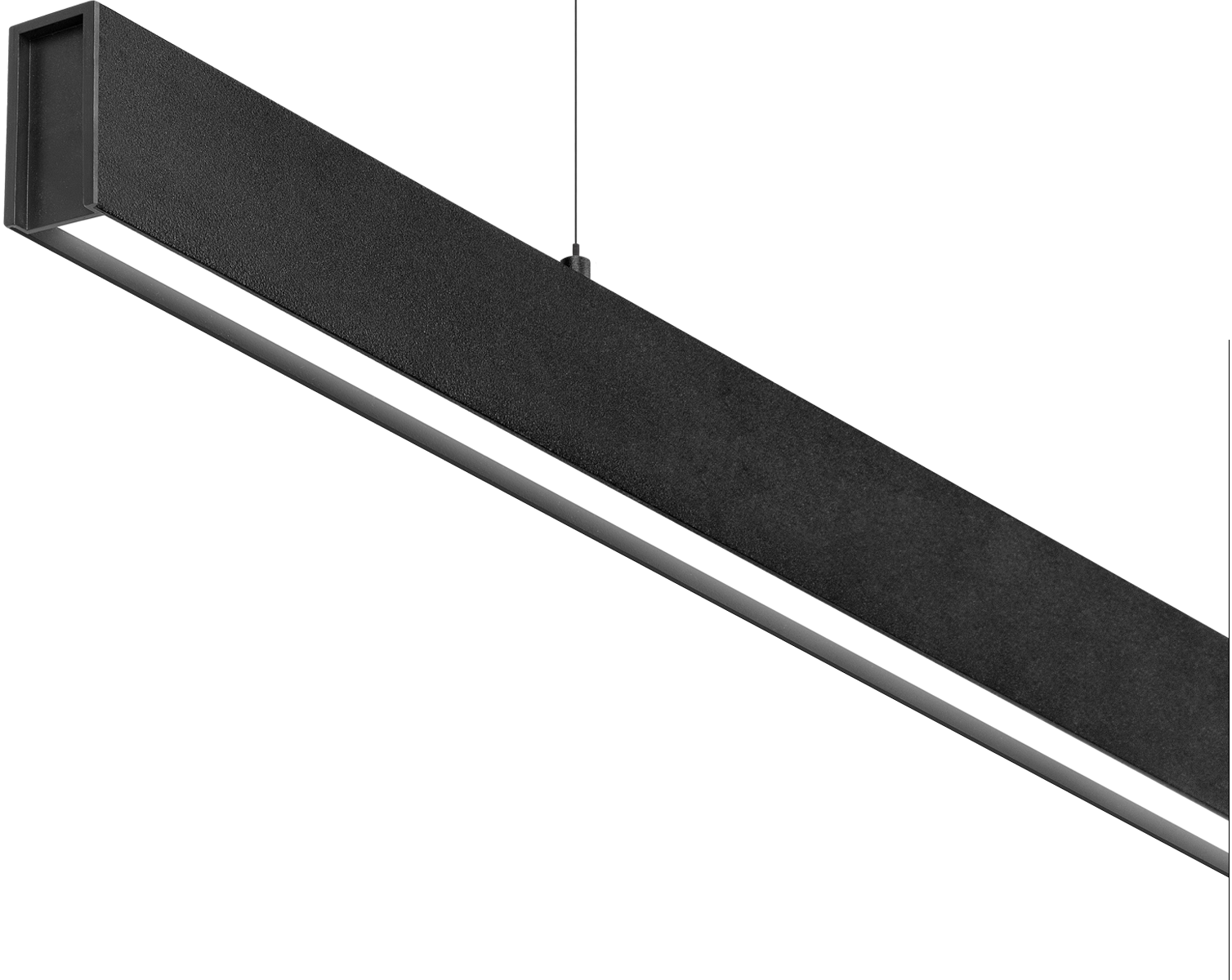 Pendul Line Susp D&I 1500 Base, Negru Texturat, 2700K, Push, Unghi 100°, 35W, Ip20, Cri>90, Max. 2 M