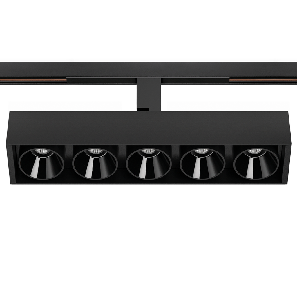 Spot Pentru Șină Arkoslight Black Foster 48V Tilt 5 Short, Negru Texturat, 2700K, Dali, Unghi 19°, 10,5W, Ip20, Cri>90