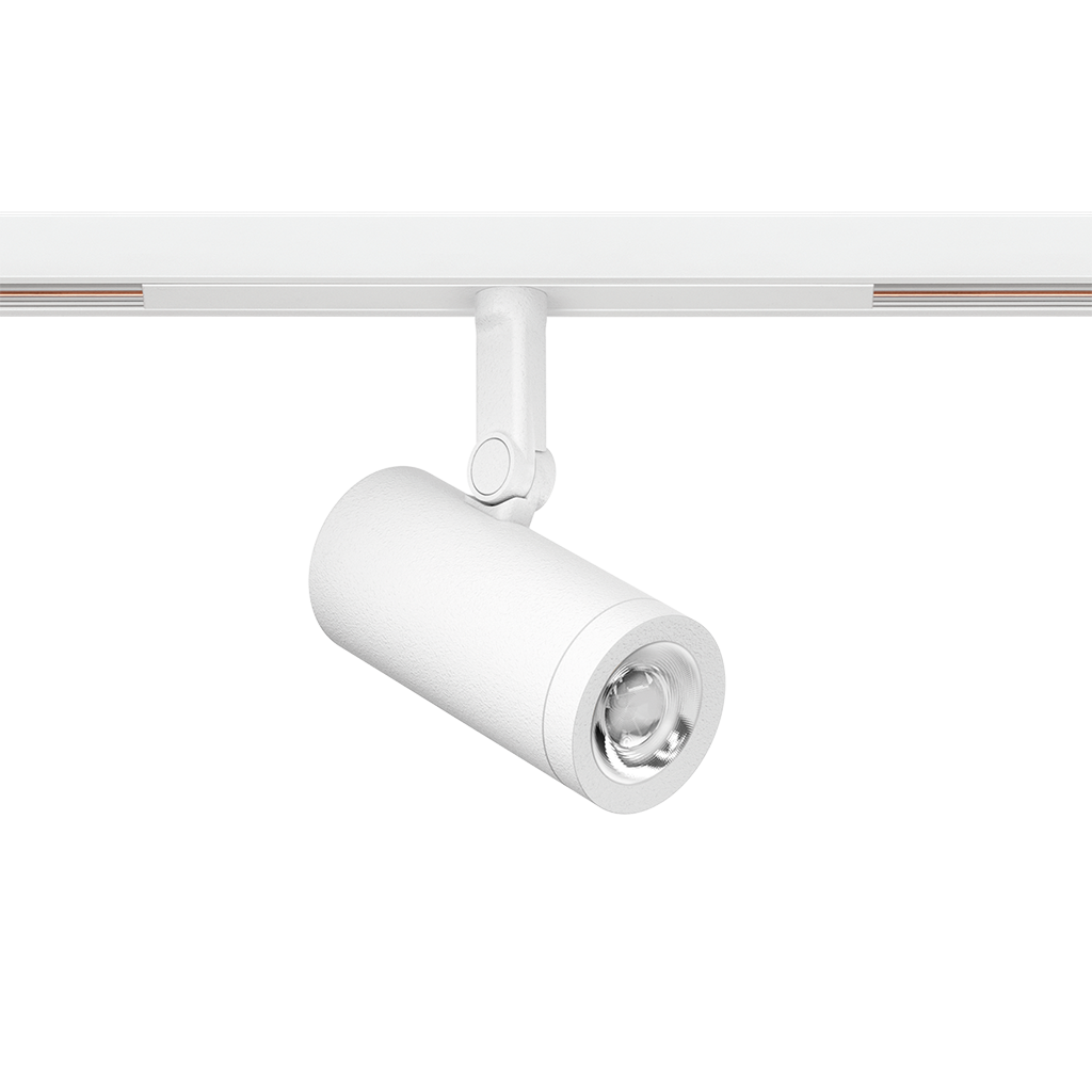 Spot Pentru Șină Arkoslight Coco 48V Short, Alb Texturat - Șină Albă, 2700K, On Board, Unghi 20°, 8,7W, Ip20, Cri>90