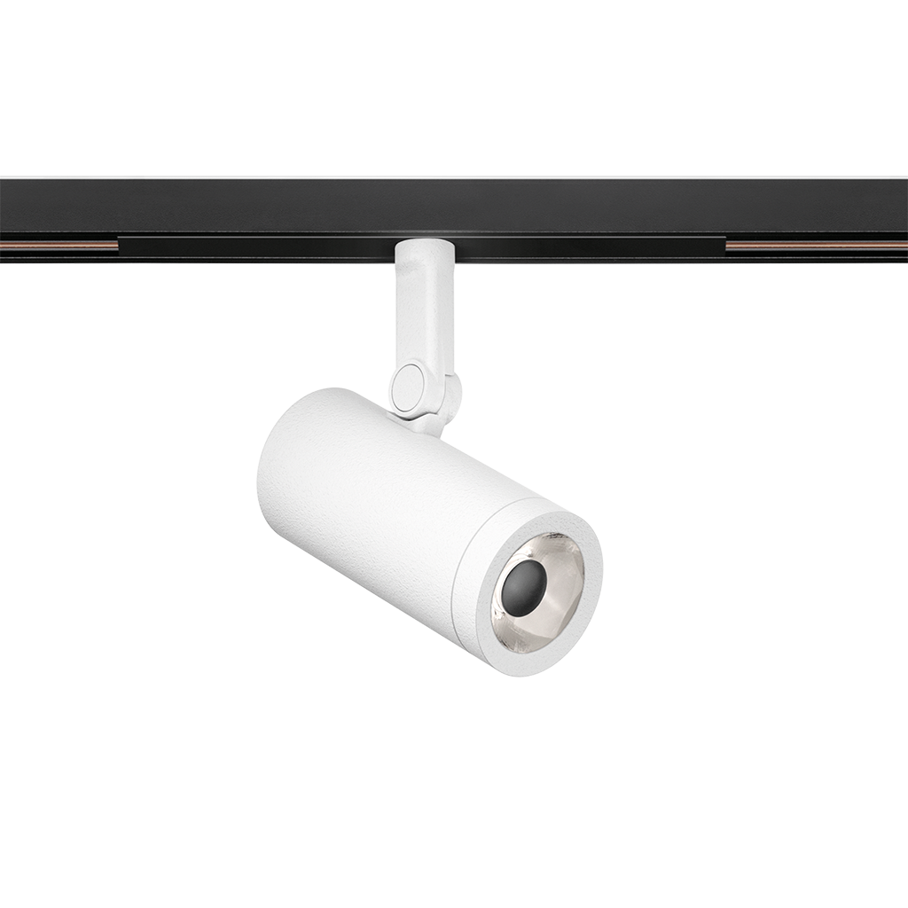 Track Spotlight Arkoslight Coco 48V Super Spot Short, Textured White, 3500K, ON BOARD, 12° Beam Angle, 6W, IP20, CRI>90