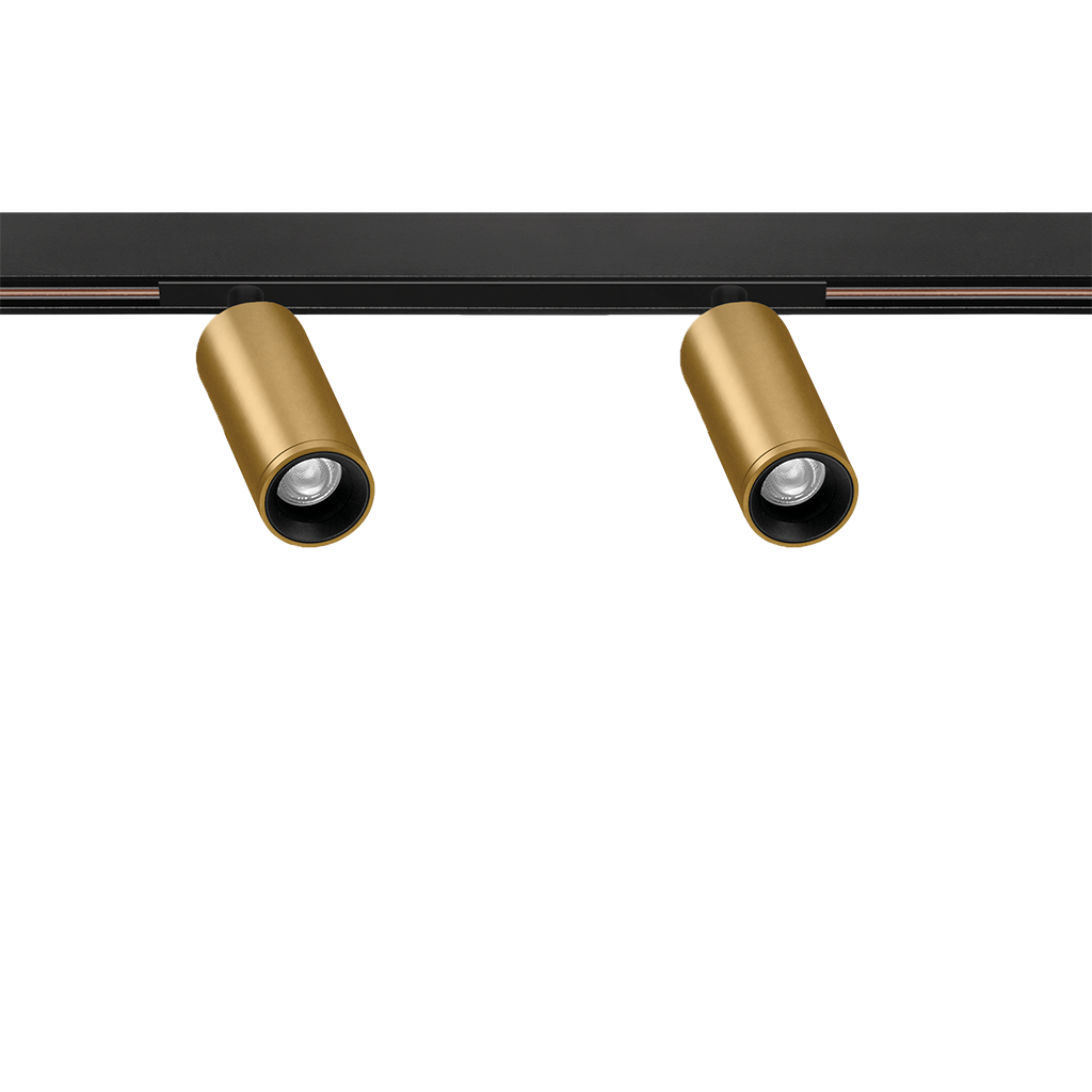 Spot Pentru Șină Arkoslight Fit 20 48V Double Short, Auriu, 2700K, Dali, Unghi 54°, 4,2W, Ip20, Cri>90