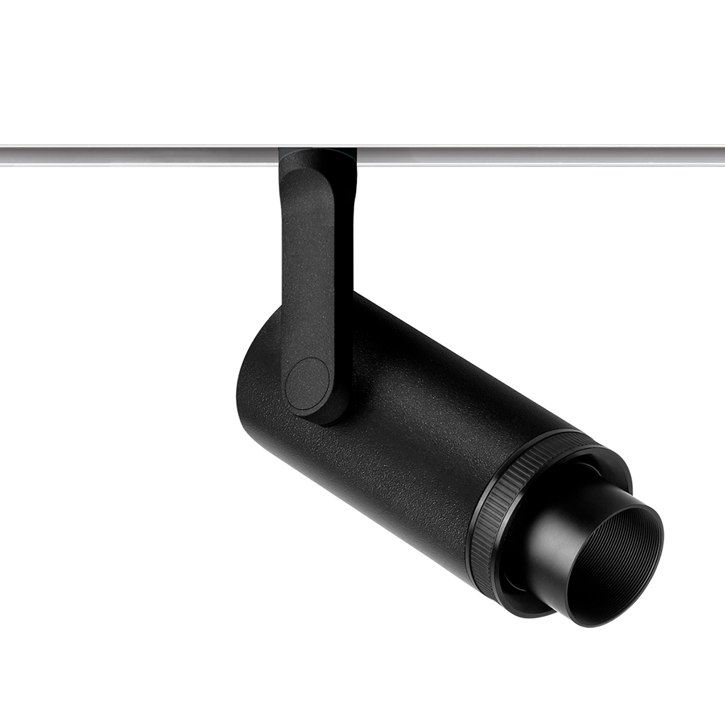 Spot Pentru Șină Arkoslight Plus 48V, Negru Texturat - Șină Albă, 4000K, Fără Dimare, Unghi 12°-51°, 18W, Ip20, Cri>90