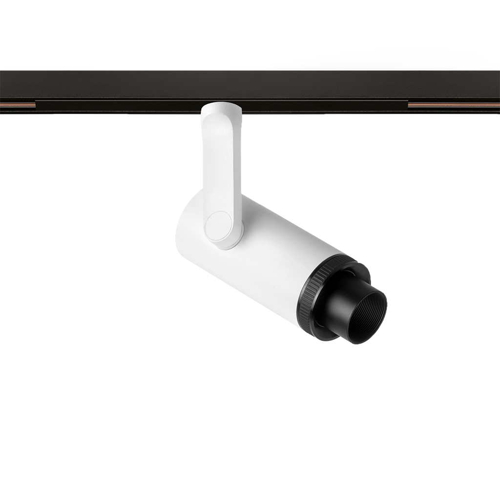Spot Pentru Șină Arkoslight Plus Mini 48V Short, Alb Texturat, 3000K, Dali, Unghi 10°-41°, 6,5W, Ip20, Cri>90