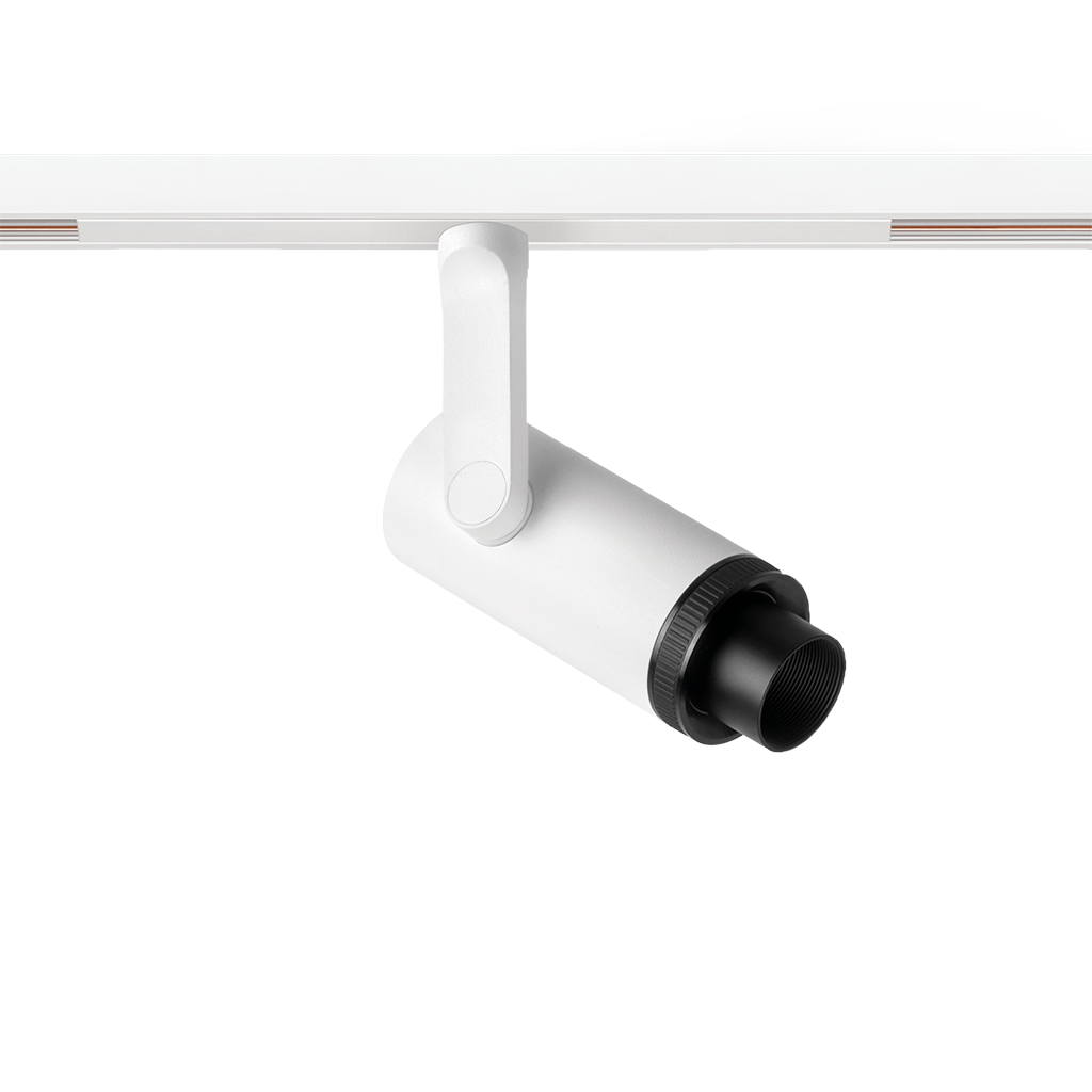 Spot Pentru Șină Arkoslight Plus Mini 48V Short, Alb Texturat - Șină Albă, 3000K, Dali, Unghi 10°-41°, 6,5W, Ip20, Cri>90