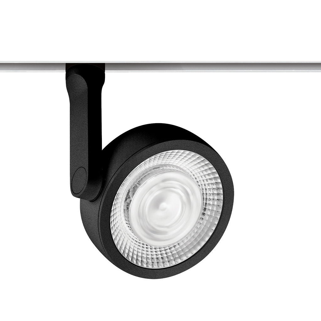 Spot Pentru Șină Arkoslight Six L 48V, Negru Texturat - Șină Albă, 2700K, Dali, Unghi 34°, 24,5W, Ip20, Cri>90
