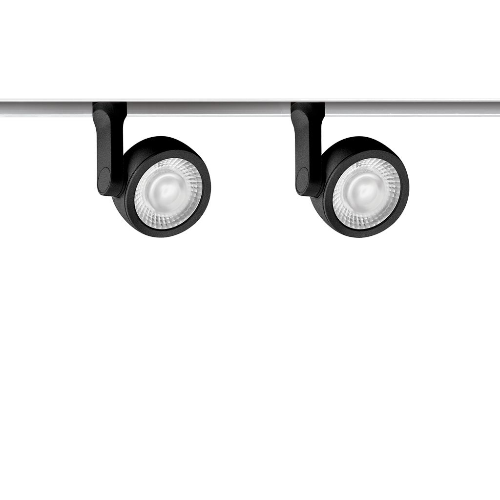 Track Spotlight Arkoslight Six Xs Double 48V, Textured Black - White Track, 2700K, DALI, 17° Beam Angle, 9W, IP20, CRI>90