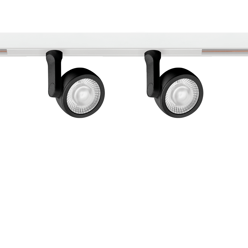 Track Spotlight Arkoslight Six Xs Double 48V Short, Textured Black - White Track, 3000K, DALI, 34° Beam Angle, 9W, IP20, CRI>90