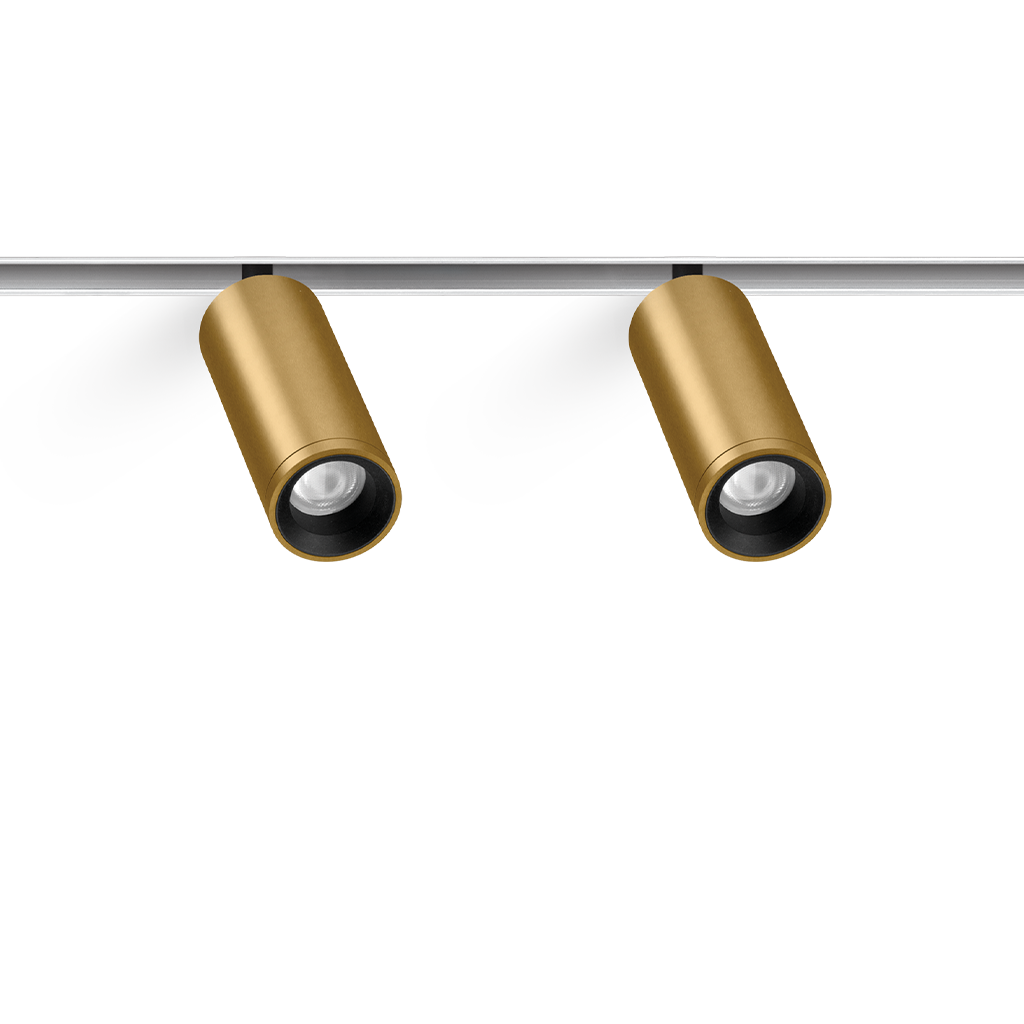 Spot Pentru Șină Arkoslight Fit 27 48V Double, Auriu - Șină Albă, 3000K, Dali, Unghi 31°, 11W, Ip20, Cri>90