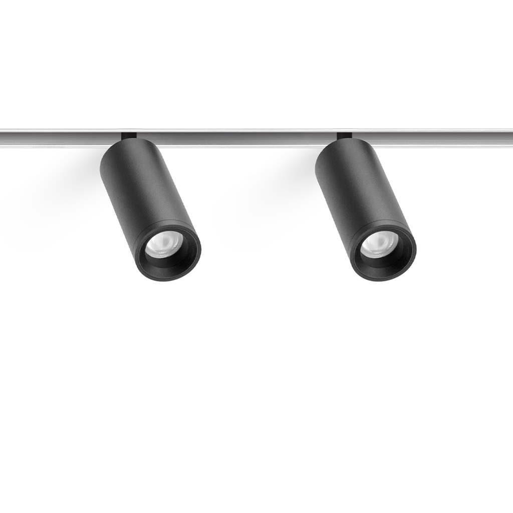 Spot Pentru Șină Arkoslight Fit 27 48V Double, Negru Texturat - Șină Albă, 3000K, Dali, Unghi 42°, 11W, Ip20, Cri>90
