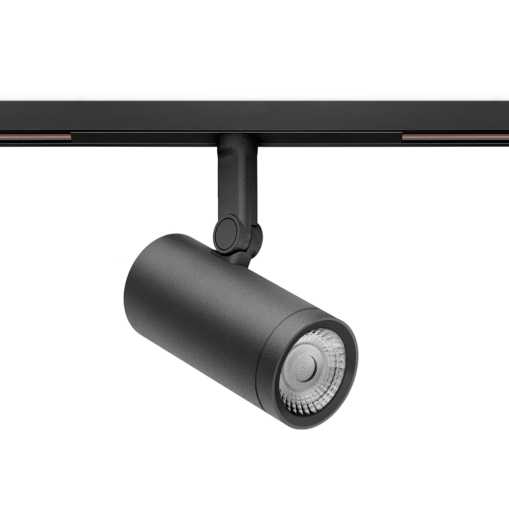 Spot Pentru Șină Arkoslight Coco M 48V Short, Negru Texturat, 3500K, Dali, Unghi 43°, 11,6W, Ip20, Cri>90