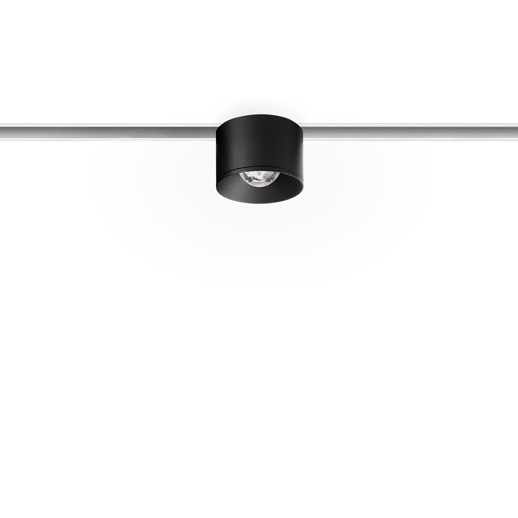 Spot Pentru Șină Arkoslight Puck S 48V, Negru Texturat - Șină Albă, 3000K, Dali, Unghi 42°, 6W, Ip20, Cri>90