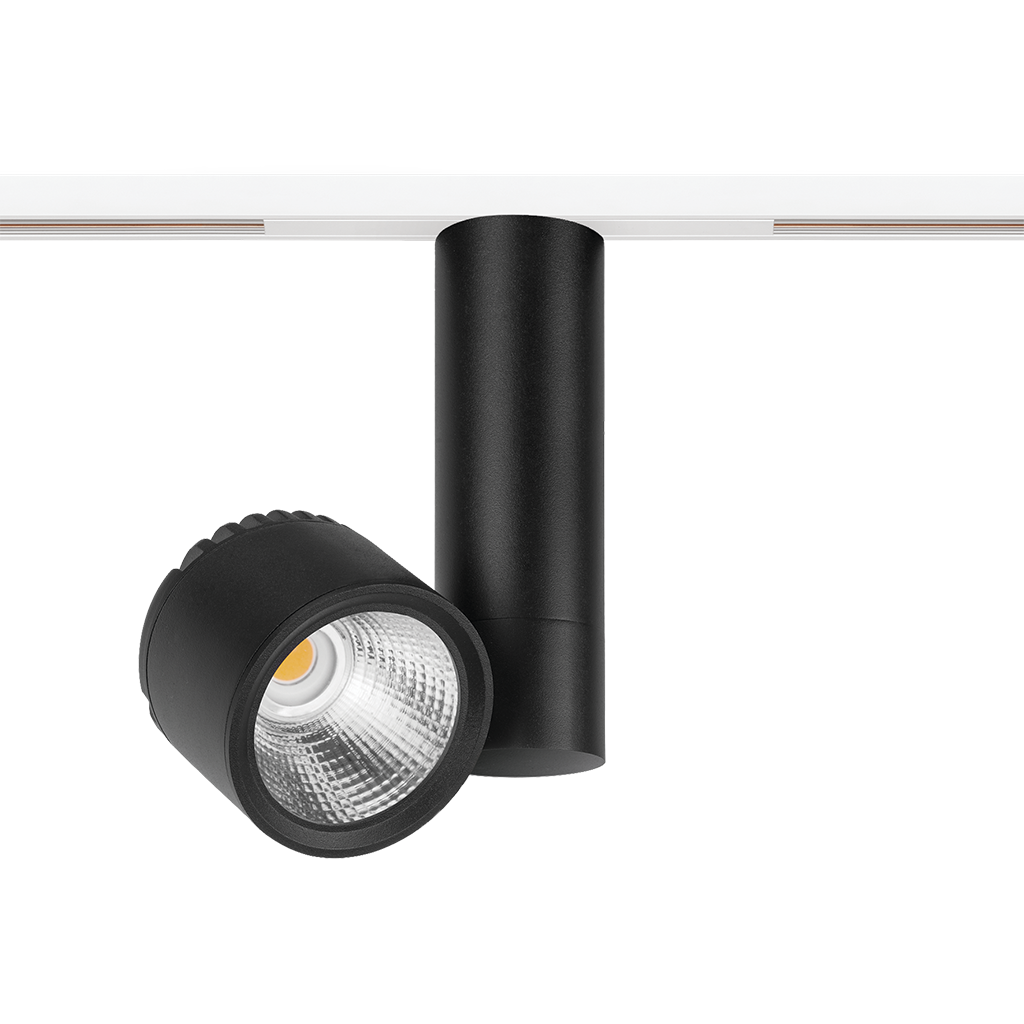 Spot Pentru Șină Arkoslight Zen Tube 48V Short, Negru Texturat - Șină Albă, 2700K, Dali, Unghi 16°, 23W, Ip20, Cri>90
