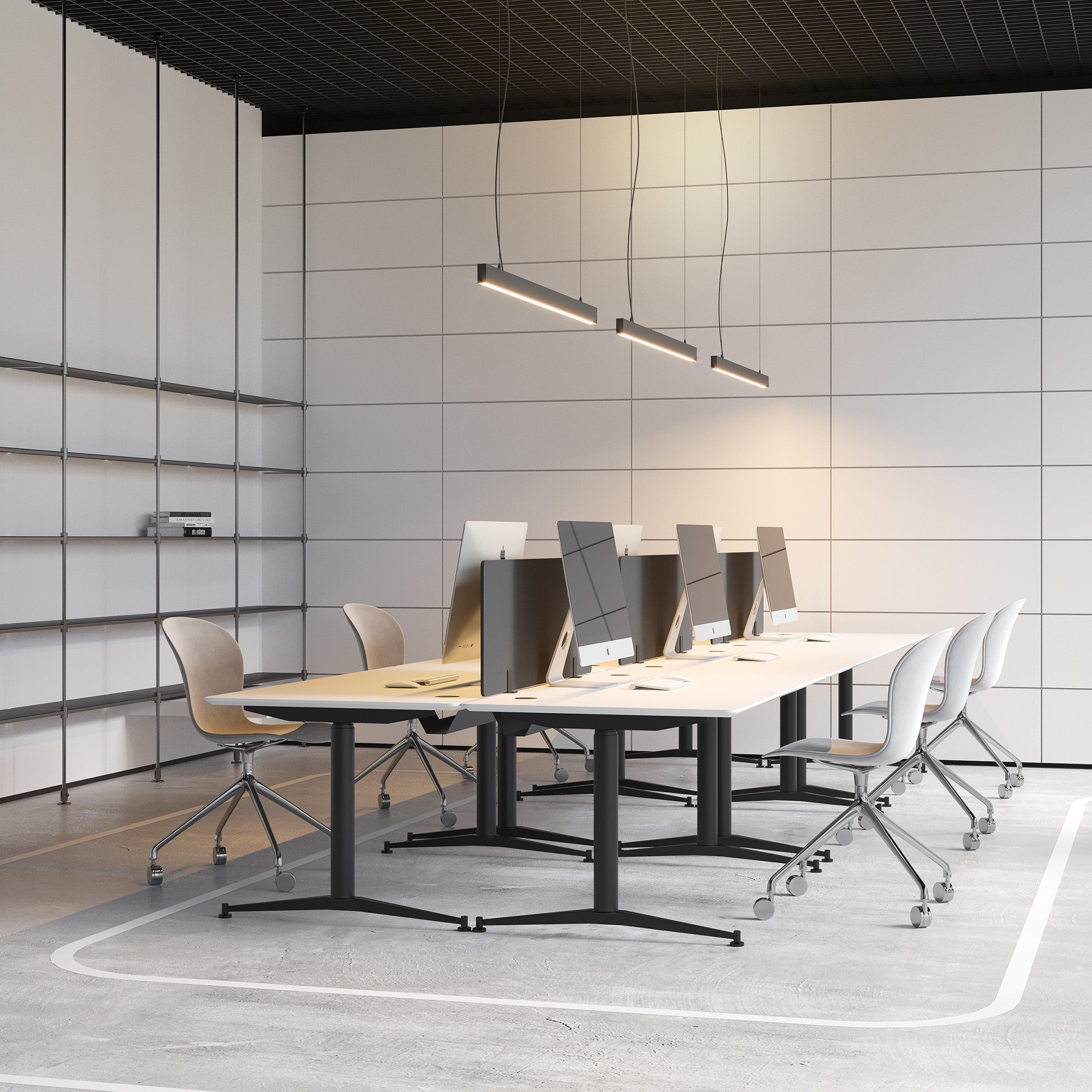 Pendant Line Susp 2000, Textured Black, 2700K, Push, 100° Beam Angle, 42W, IP20, CRI>90, Max. 2 m