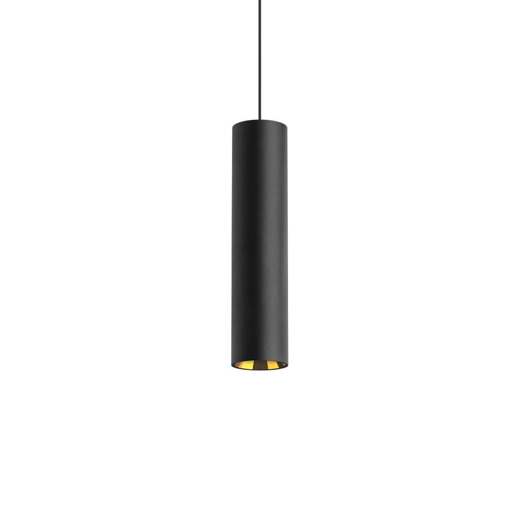 Pendul Pipe Base, Negru Texturat-Auriu Metalizat, 3000K, Dali, Unghi 23°, 6W, Ip20, Cri>90, Max. 5 M