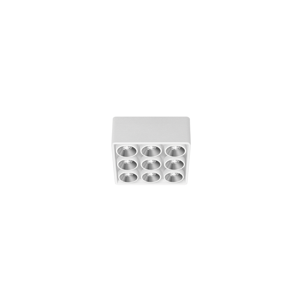 Spotlight Black Foster Micro Surface-Mounted 3X3, Textured White - Chrome, 3500K, Non-Dimmable / DALI, 37° Beam Angle, 10W, IP20, CRI>90