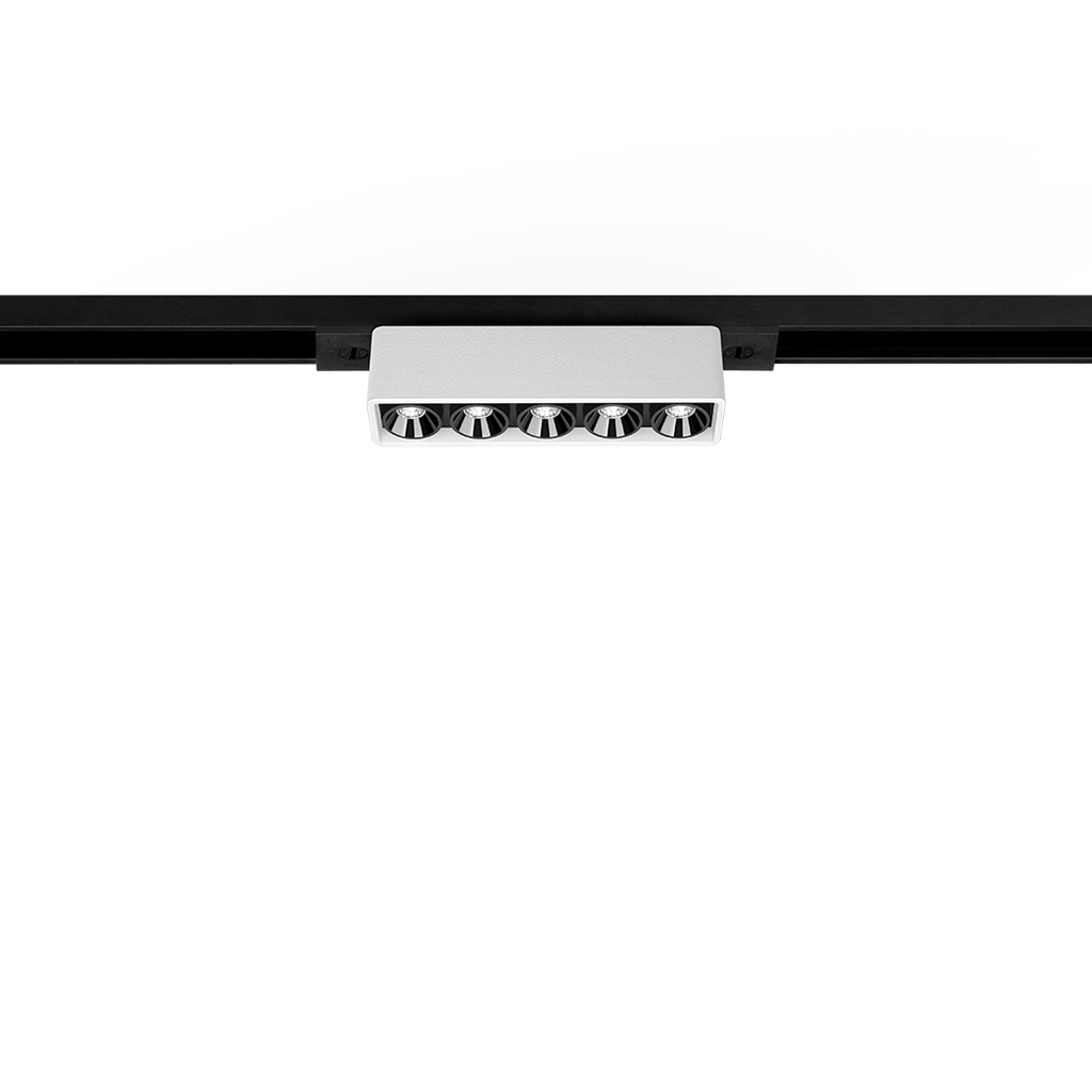 Spot Pentru Șină Arkoslight Minimal Black Foster Micro 24V Aplicat 5, Alb Texturat, 2700K, Dim Options, Unghi 37°, 7W, Ip20, Cri>90