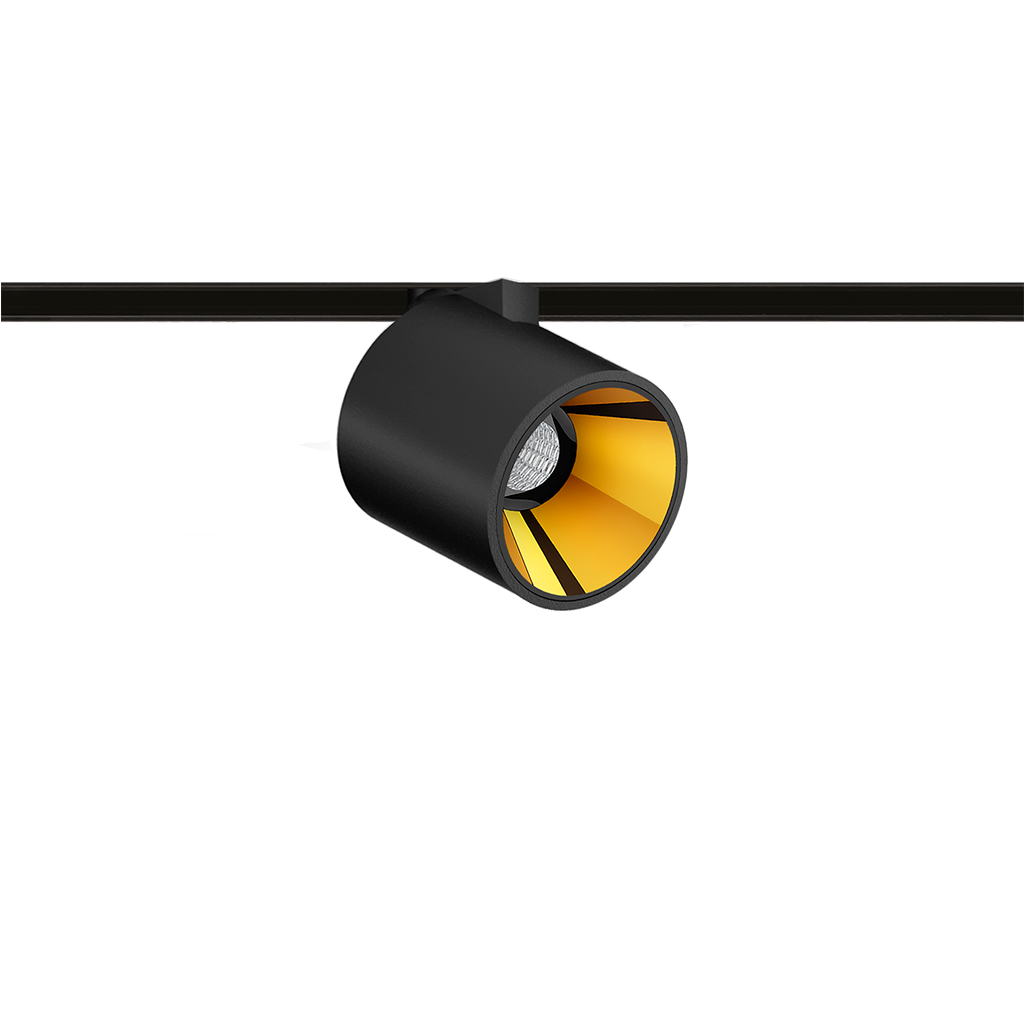 Track Spotlight Arkoslight Flip 48V, Textured Black-Metallic Gold, 2700K, DALI, 23° Beam Angle, 6W, IP20, CRI>90