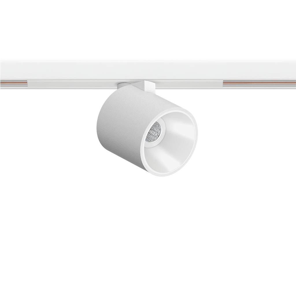 Spot Pentru Șină Arkoslight Flip 48V Short, Alb Texturat - Șină Albă, 2700K, Dali, Unghi 34°, 6W, Ip20, Cri>90
