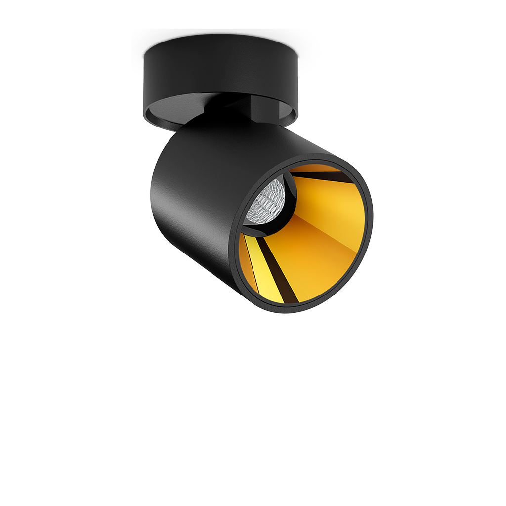 Spot Flip Aplicat, Negru Texturat-Auriu Metalizat, 2700K, Fără Dimare / Dali / Dali - Push, Unghi 23°, 6W, Ip20, Cri>90