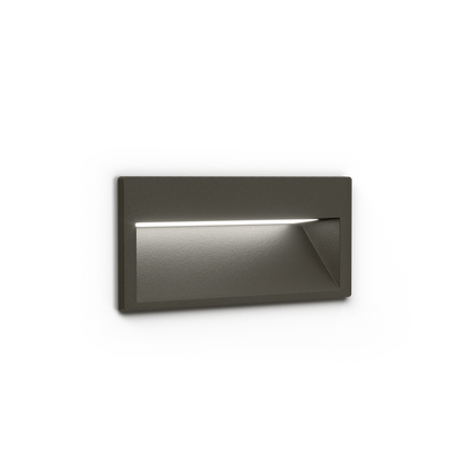Aplică Incastrată De Perete Slim Mini, Gri Texturat, 2700K, Fără Dimare, Unghi 75°, 2W, Ip65, Cri>90
