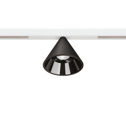 Spot Pentru Șină Arkoslight Wiz 48V Short, Negru Texturat - Șină Albă, 2700K, Fără Dimare, Unghi 38°, 12,4W, Ip20, Cri>90