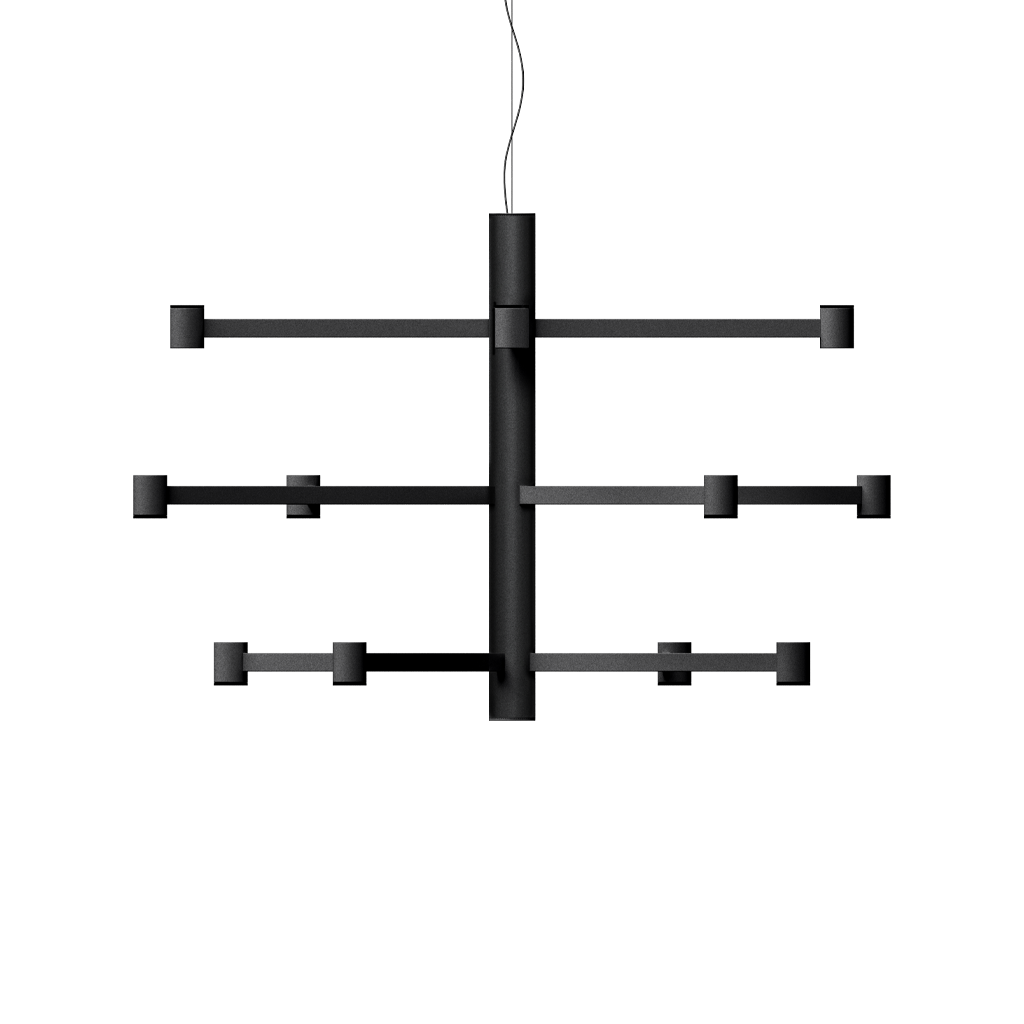 Pendant Art Chandelier, Textured Black, 3000K, DALI, 38° / 72° Beam Angle, 25.2W, IP20, CRI>90, Max. 2 m