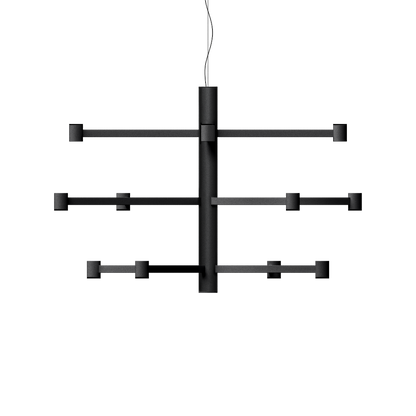 Pendant Art Chandelier, Textured Black, 3000K, DALI, 38° / 72° Beam Angle, 25.2W, IP20, CRI>90, Max. 2 m