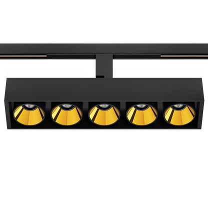Spot Pentru Șină Arkoslight Black Foster 48V Tilt 5 Short, Negru Texturat-Auriu Metalizat, 2700K, Dali, Unghi 38°, 10,5W, Ip20, Cri>90