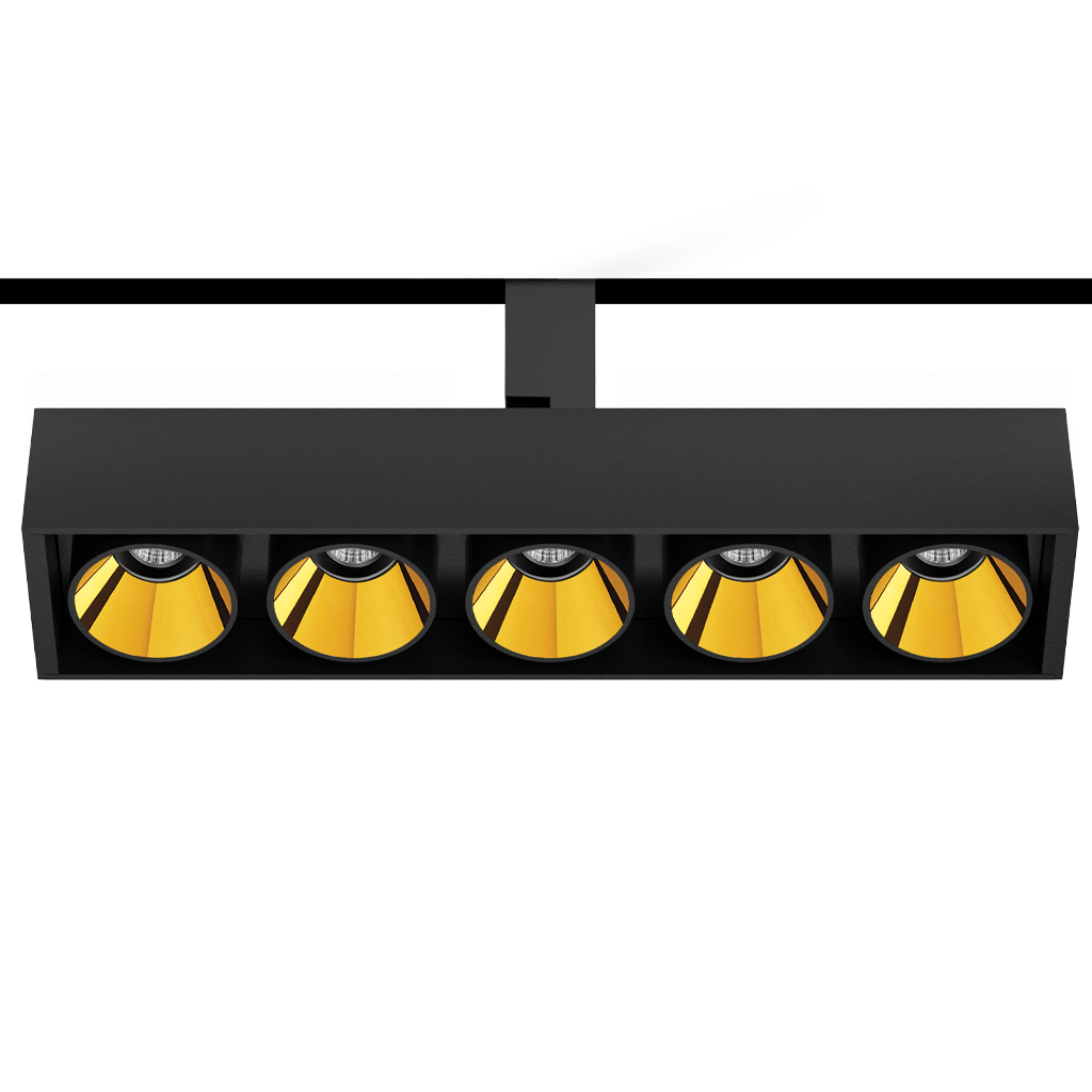 Track Spotlight Arkoslight Black Foster 48V Tilt 5, Textured Black-Metallic Gold, 4000K, DALI, 38° Beam Angle, 10.5W, IP20, CRI>90