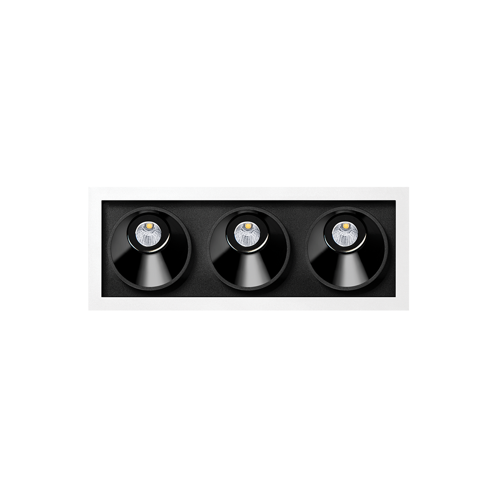 Spot Black Foster Asymmetric Incastrat 3, Alb-Negru, 2700K, Push, Unghi 38°, 6,3W, Ip20, Cri>90
