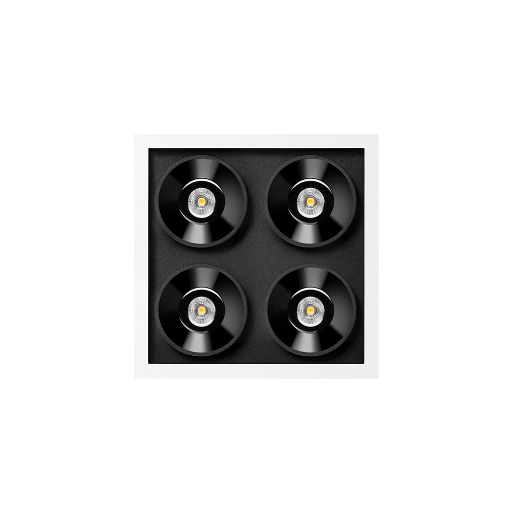 Spotlight Black Foster Recessed 2X2, White-Black, 3000K, Non-Dimmable, 38° Beam Angle, 8.4W, IP20, CRI>90