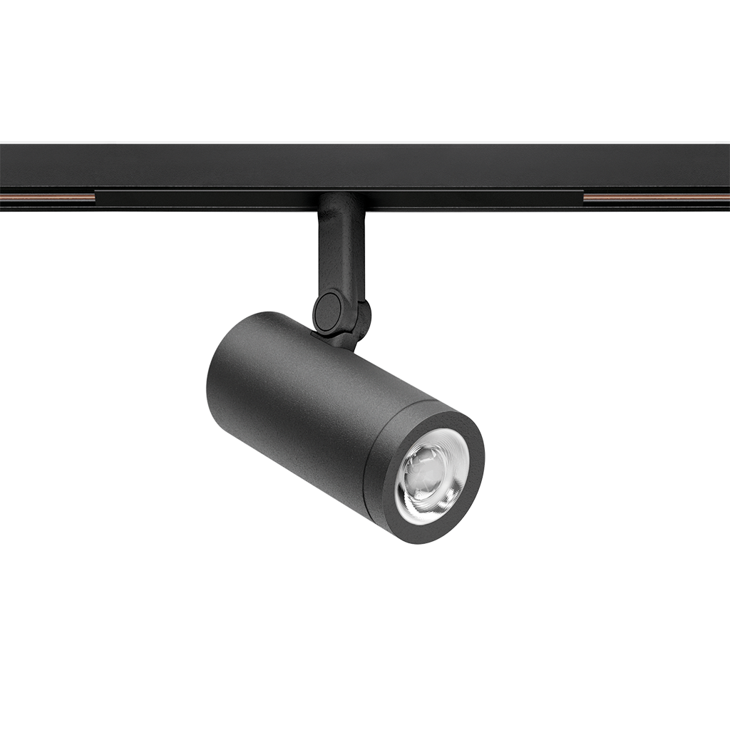 Spot Pentru Șină Arkoslight Coco 48V Short, Negru Texturat, 2700K, Dali, Unghi 48°, 8,7W, Ip20, Cri>90