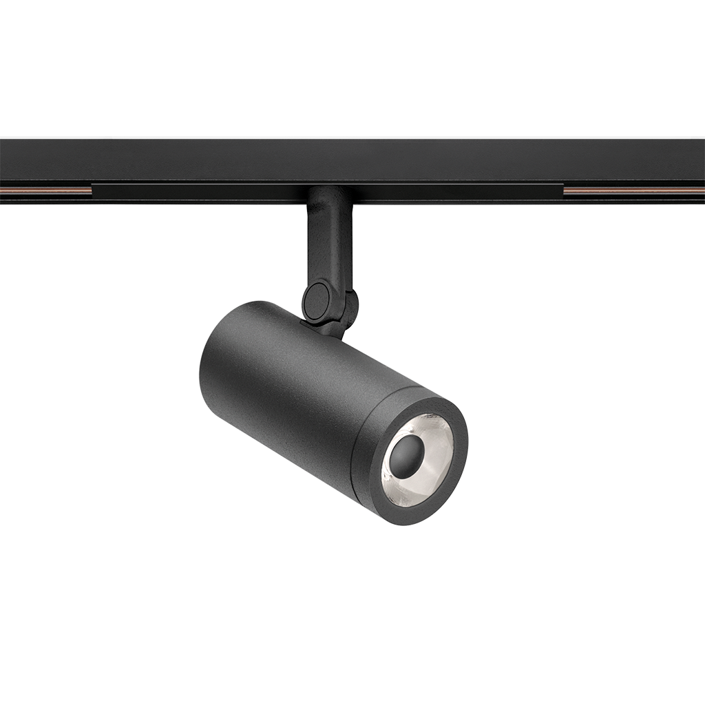 Track Spotlight Arkoslight Coco 48V Super Spot Short, Textured Black, 4000K, DALI, 12° Beam Angle, 6W, IP20, CRI>90