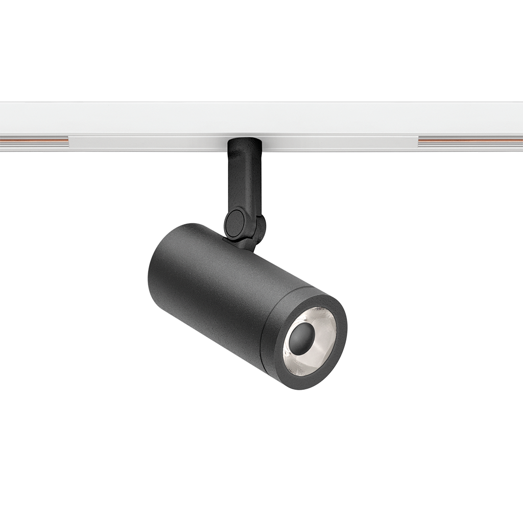 Spot Pentru Șină Arkoslight Coco 48V Super Spot Short, Negru Texturat - Șină Albă, 4000K, On Board, Unghi 12°, 6W, Ip20, Cri>90