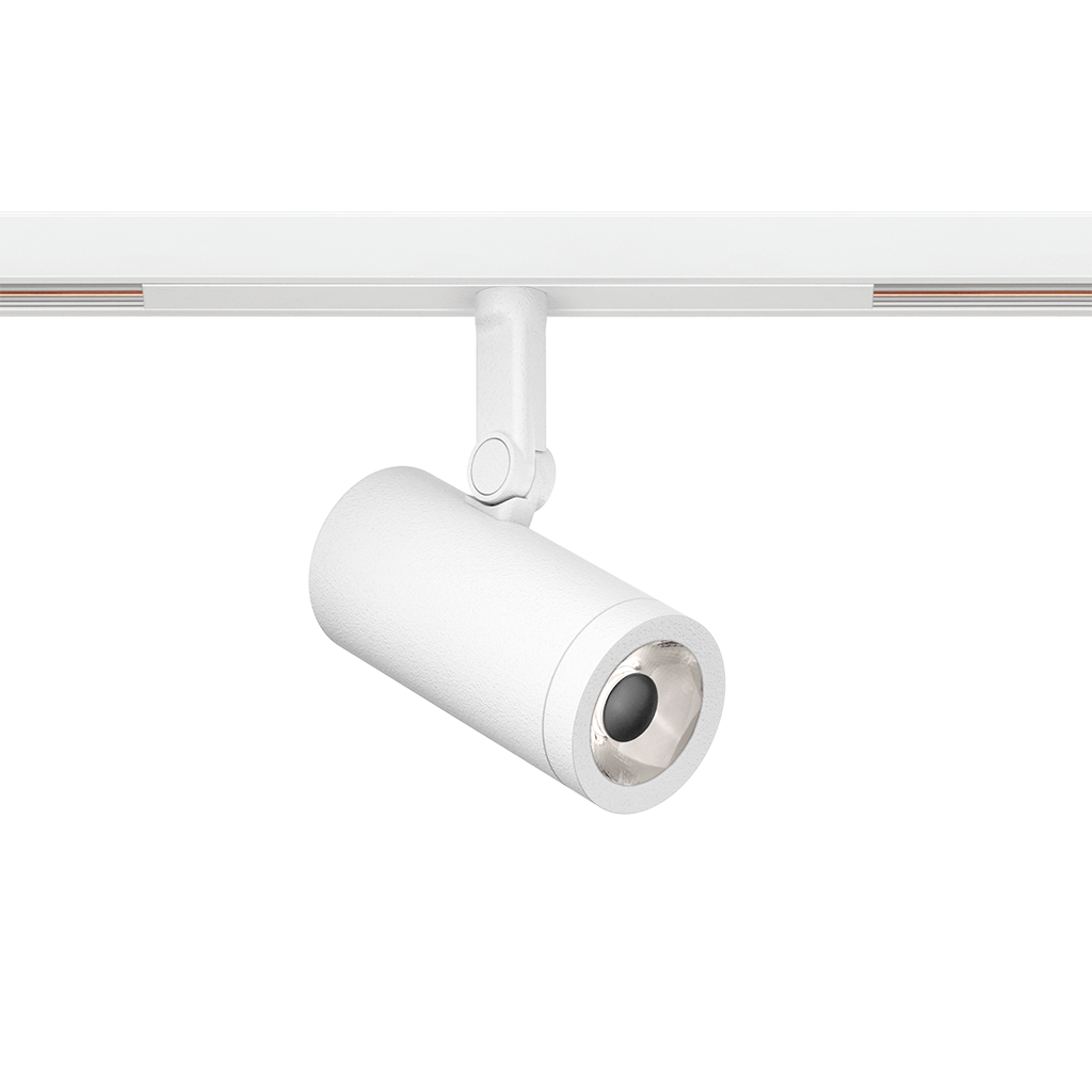 Spot Pentru Șină Arkoslight Coco 48V Super Spot Short, Alb Texturat - Șină Albă, 2700K, On Board, Unghi 12°, 6W, Ip20, Cri>90
