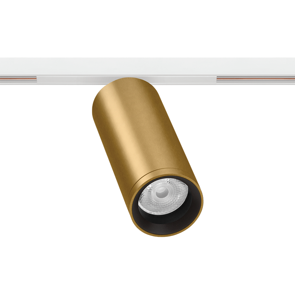 Spot Pentru Șină Arkoslight Fit 50 48V Short, Auriu - Șină Albă, 3000K, Dali, Unghi 26°, 12W, Ip20, Cri>90