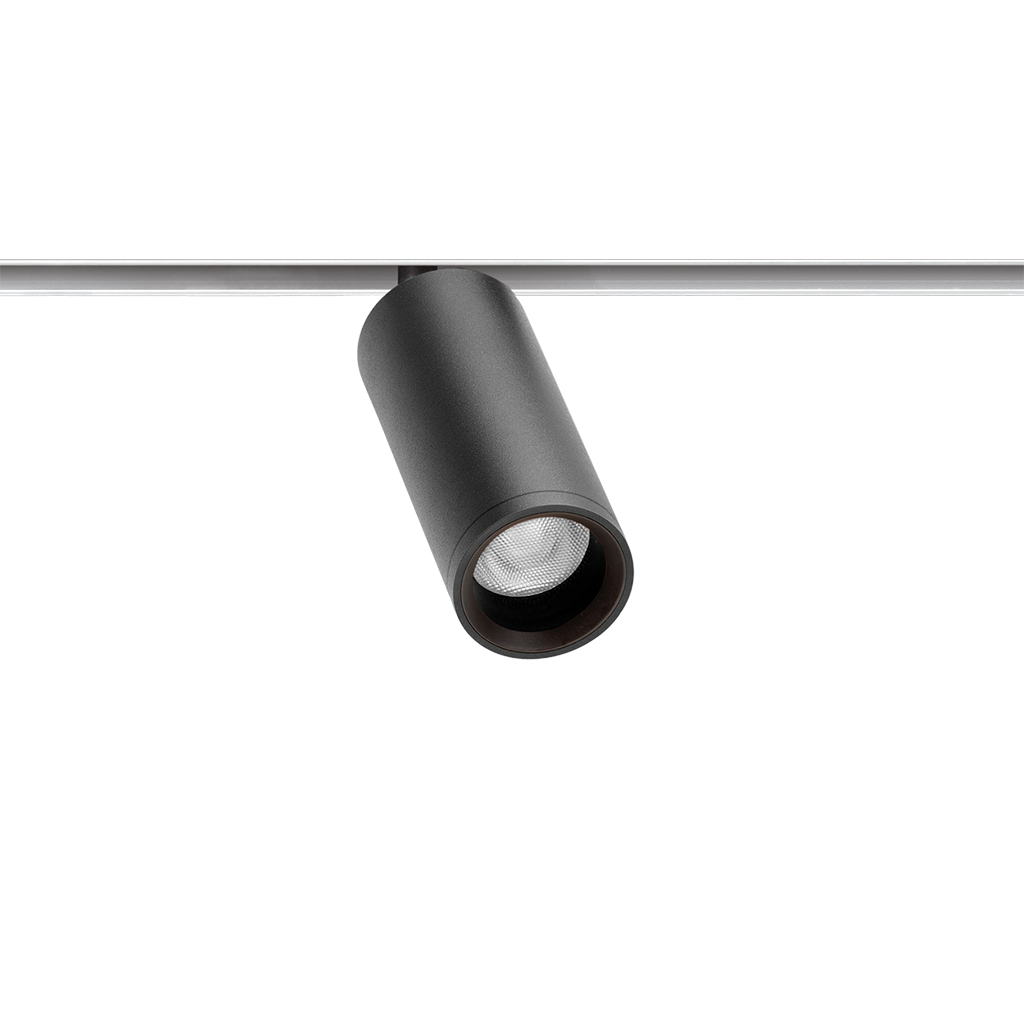 Spot Pentru Șină Arkoslight Fit 35 48V, Negru Texturat - Șină Albă, 2700K, Fără Dimare, Unghi 20°, 5,5W, Ip20, Cri>90