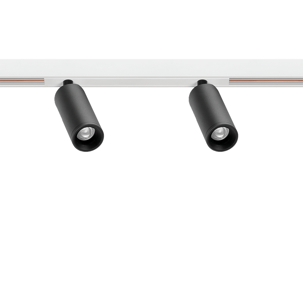 Spot Pentru Șină Arkoslight Fit 20 48V Double Short, Negru Texturat - Șină Albă, 2700K, Dali, Unghi 30°, 4,2W, Ip20, Cri>90