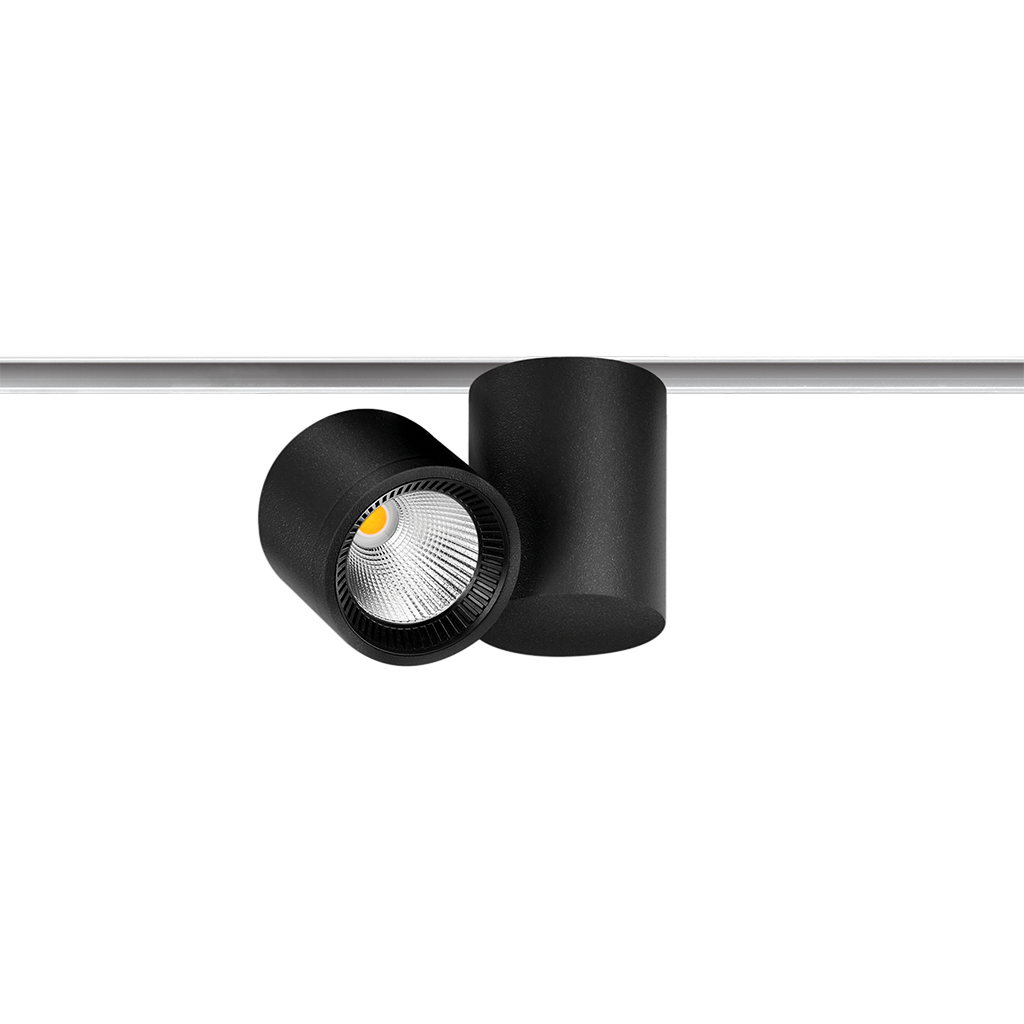 Spot Pentru Șină Arkoslight Io 48V, Negru Texturat - Șină Albă, 2700K, Dali, Unghi 20°, 4,5W, Ip20, Cri>90