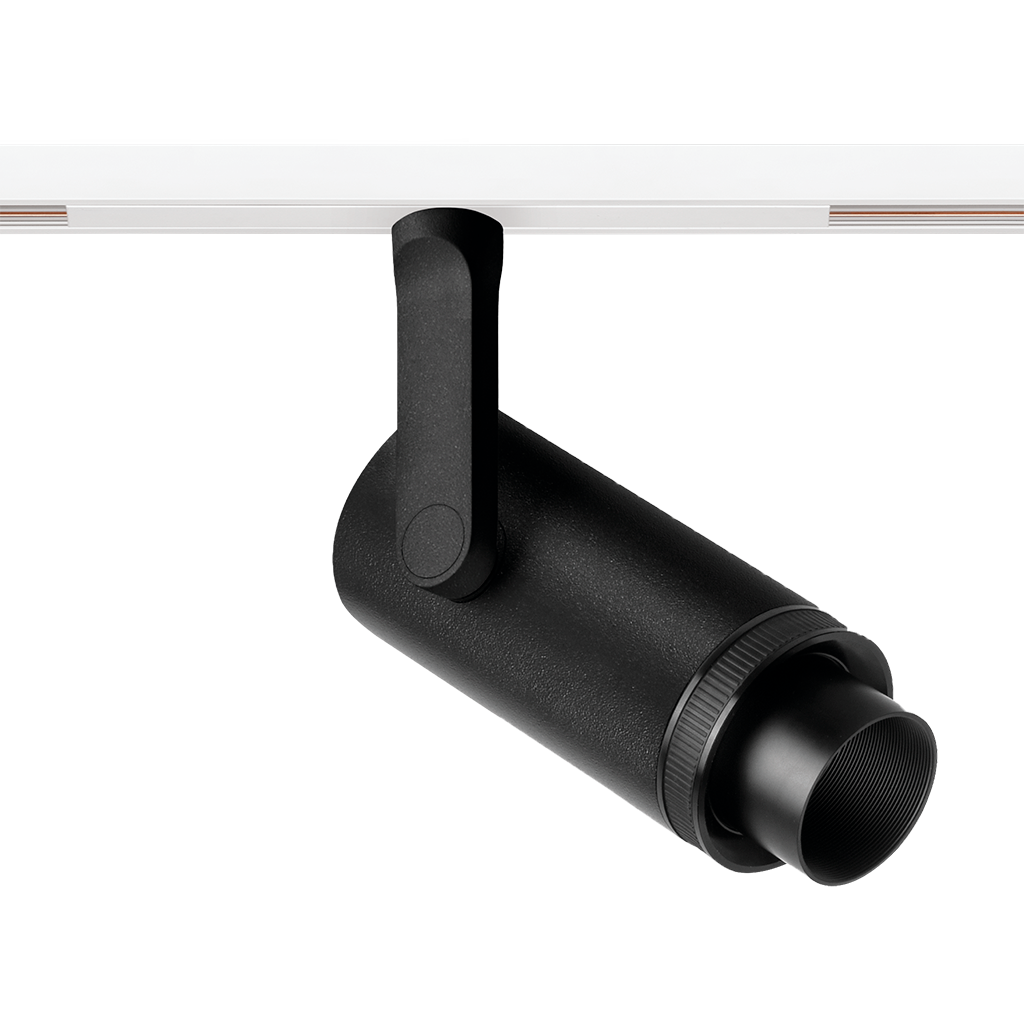 Spot Pentru Șină Arkoslight Plus 48V Short, Negru Texturat - Șină Albă, 4000K, Dali, Unghi 12°-51°, 18W, Ip20, Cri>90