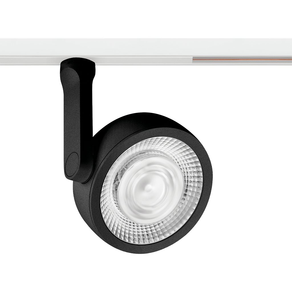 Spot Pentru Șină Arkoslight Six L 48V Short, Negru Texturat - Șină Albă, 2700K, Fără Dimare, Unghi 17°, 24,5W, Ip20, Cri>90
