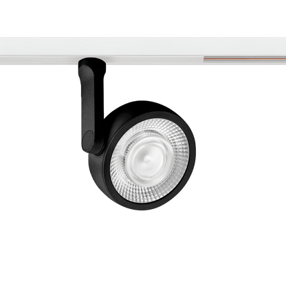 Spot Pentru Șină Arkoslight Six M 48V Short, Negru Texturat - Șină Albă, 2700K, Dali, Unghi 19°, 17W, Ip20, Cri>90