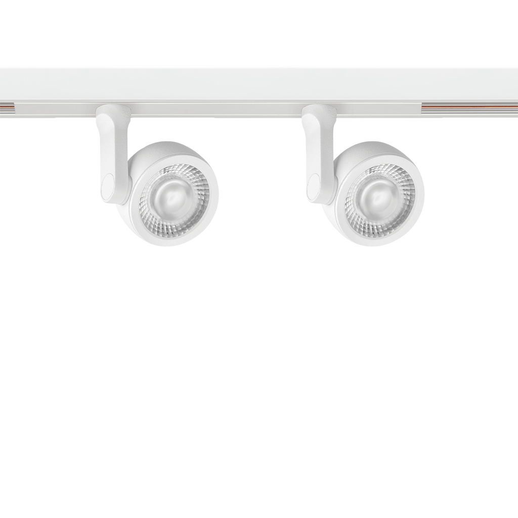 Spot Pentru Șină Arkoslight Six Xs Double 48V Short, Alb Texturat - Șină Albă, 3000K, Fără Dimare, Unghi 23°, 9W, Ip20, Cri>90