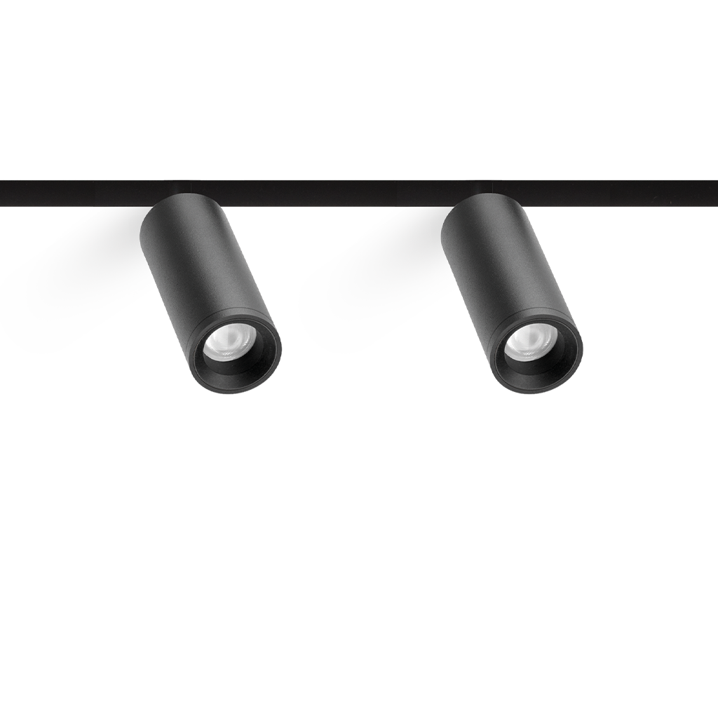 Spot Pentru Șină Arkoslight Fit 27 48V Double, Negru Texturat, 2700K, Dali, Unghi 18°, 11W, Ip20, Cri>90