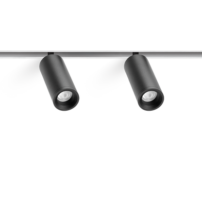 Spot Pentru Șină Arkoslight Fit 27 48V Double, Negru Texturat - Șină Albă, 3000K, Dali, Unghi 42°, 11W, Ip20, Cri>90
