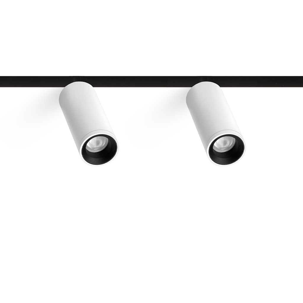Spot Pentru Șină Arkoslight Fit 27 48V Double, Alb Texturat, 2700K, Dali, Unghi 18°, 11W, Ip20, Cri>90